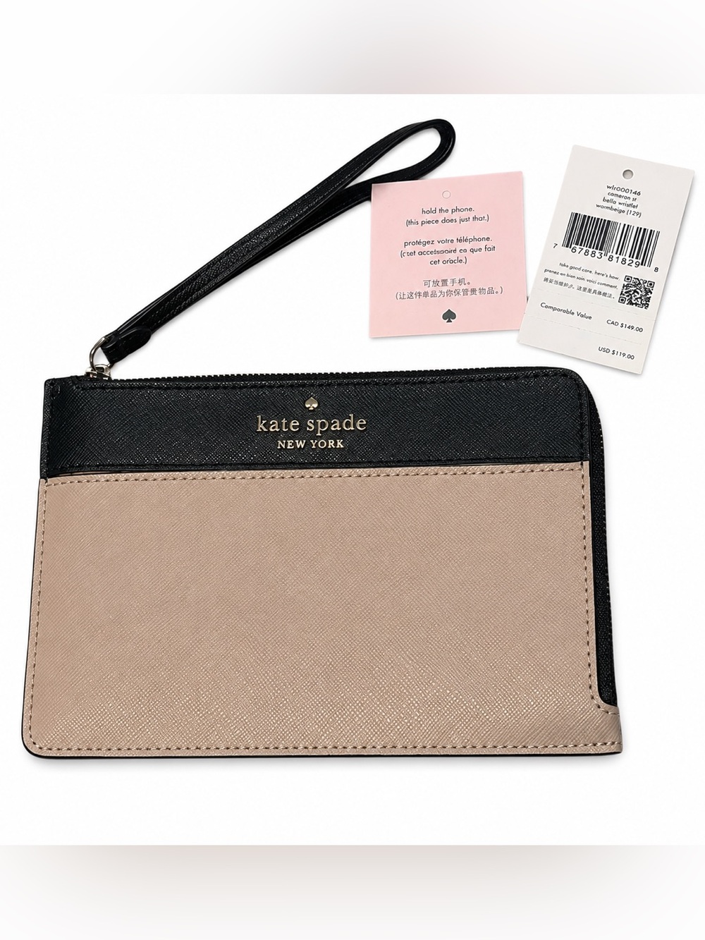 Kate Spade New York Colorblock Saffiano Leather Wristlet NWT